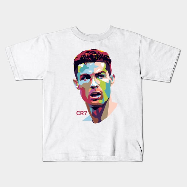 Cristiano Ronaldo Pop Art Portrait Kids T-Shirt by mursyidinejad